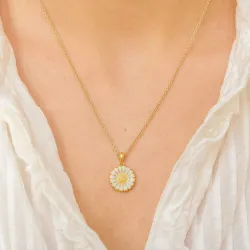 15 mm prästkrage blå hängen i förgyllt silver - Marie