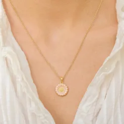 15 mm prästkrage rosa hängen i förgyllt silver - Marie