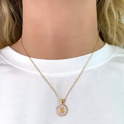 15 mm prästkrage lila hängen i förgyllt silver - Marie