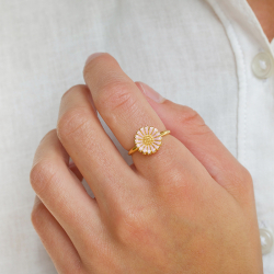 12 mm prästkrage rosa ring i förgyllt silver