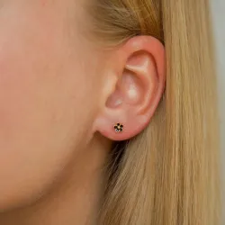 5 mm prästkrage svarta örhängestift i förgyllt silver - Majse