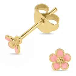 små prästkrage rosa örhängestift i förgyllt silver - Majse