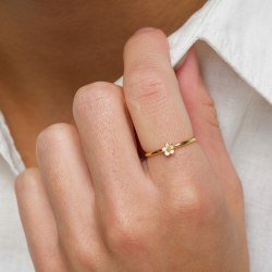 5 mm prästkrage vit ring i förgyllt silver - Majse