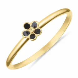 5 mm prästkrage sort ring i förgyllt silver - Majse