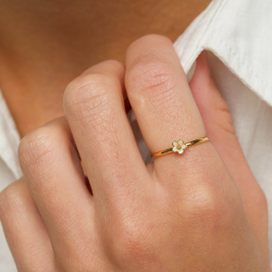 4,5 mm prästkrage blå ring i förgyllt silver - Majse