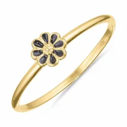 5 mm prästkrage sort ring i förgyllt silver - Maggie