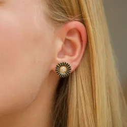 20 mm prästkrage svarta zirkon örhängestift i förgyllt silver - Matilda