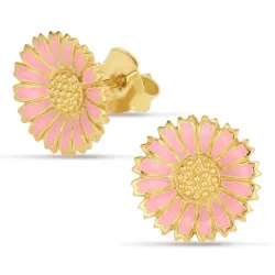 11 - 12 mm prästkrage rosa örhängestift i förgyllt silver - Marie