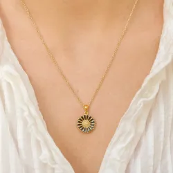 15 mm prästkrage sort hängen i förgyllt silver - Marie