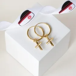 18 mm kors creol i förgyllt silver - Amoré