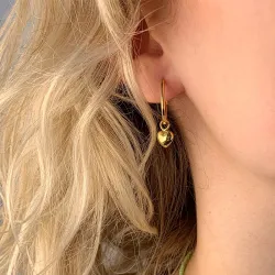 18 mm hjärta creol i förgyllt silver - Amoré