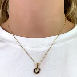 11 mm prästkrage zirkon hängen med halskedja i förgyllt silver - Matilda