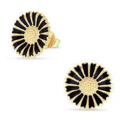 14,5 mm prästkrage svarta örhängestift i förgyllt silver - Marie