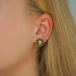 14,5 mm prästkrage svarta örhängestift i förgyllt silver - Marie