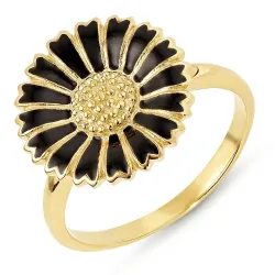 14 mm prästkrage sort ring i förgyllt silver - Marie