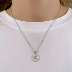 14 mm prästkrage zirkon halsband i silver