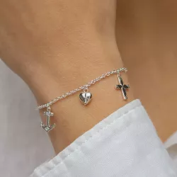 tro-hopp-kärlek armband i silver