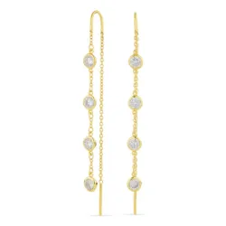 zirkon kedja örhängen i förgyllt silver