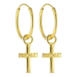 14 mm kors creol i förgyllt silver - Amoré