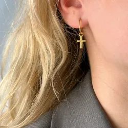 14 mm kors creol i förgyllt silver - Amoré