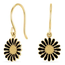 11 mm prästkrage svarta örhängen i förgyllt silver - Matilda