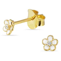 4,5 mm prästkrage zirkon örhängestift i förgyllt silver - Majse