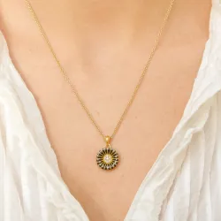 14 mm prästkrage sort hängen i förgyllt silver - Marie