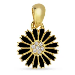 11 mm prästkrage sort hängen i förgyllt silver - Marie