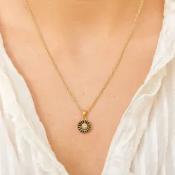 11 mm prästkrage sort hängen i förgyllt silver - Marie