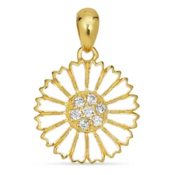 14 mm prästkrage zirkon hängen i förgyllt silver - Marie