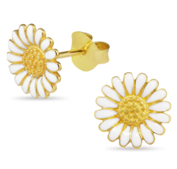 11 mm prästkrage vita örhängestift i förgyllt silver - Matilda