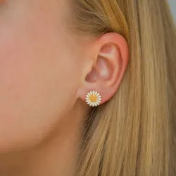 11 mm prästkrage vita örhängestift i förgyllt silver - Matilda