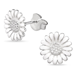 11 mm prästkrage vita örhängestift i silver - Matilda