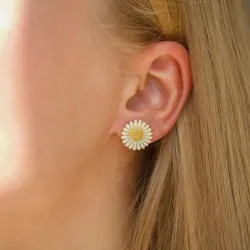 14,5 mm prästkrage vita örhängestift i förgyllt silver - Matilda