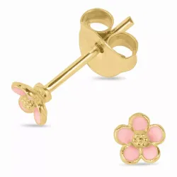 5 mm prästkrage rosa örhängestift i förgyllt silver - Majse