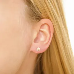 5 mm prästkrage rosa örhängestift i förgyllt silver - Majse