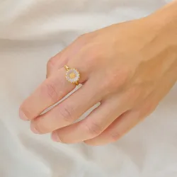 11 mm prästkrage lila ring i förgyllt silver - Marie