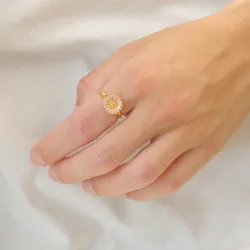 11 mm prästkrage rosa ring i förgyllt silver - Marie