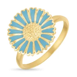 14 mm prästkrage blå ring i förgyllt silver - Marie