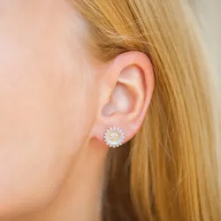 11 mm prästkrage lila örhängestift i förgyllt silver - Matilda