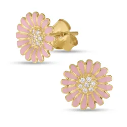 prästkrage rosa örhängestift i förgyllt silver - Matilda