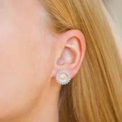 14,5 mm prästkrage lila örhängestift i förgyllt silver - Matilda