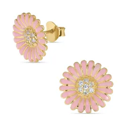 14,5 mm prästkrage rosa örhängestift i förgyllt silver - Matilda