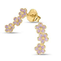 prästkrage lila örhängestift i förgyllt silver - Majse