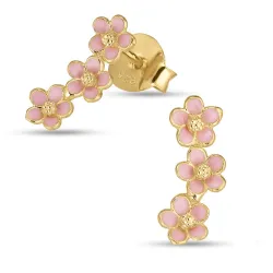 prästkrage rosa örhängestift i förgyllt silver - Majse