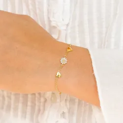 hjärta prästkrage lila armband i förgyllt silver - Maggie