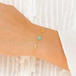 hjärta prästkrage blå armband i förgyllt silver - Maggie