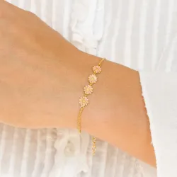 prästkrage rosa armband i förgyllt silver - Maggie