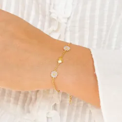 hjärta prästkrage lila armband i förgyllt silver - Maggie