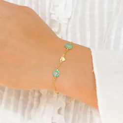 hjärta prästkrage blå armband i förgyllt silver - Maggie